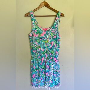💖SOLD💖 LILLY PULITZER Jarrett Tassle Romper | Pelican Pink Off The Scales